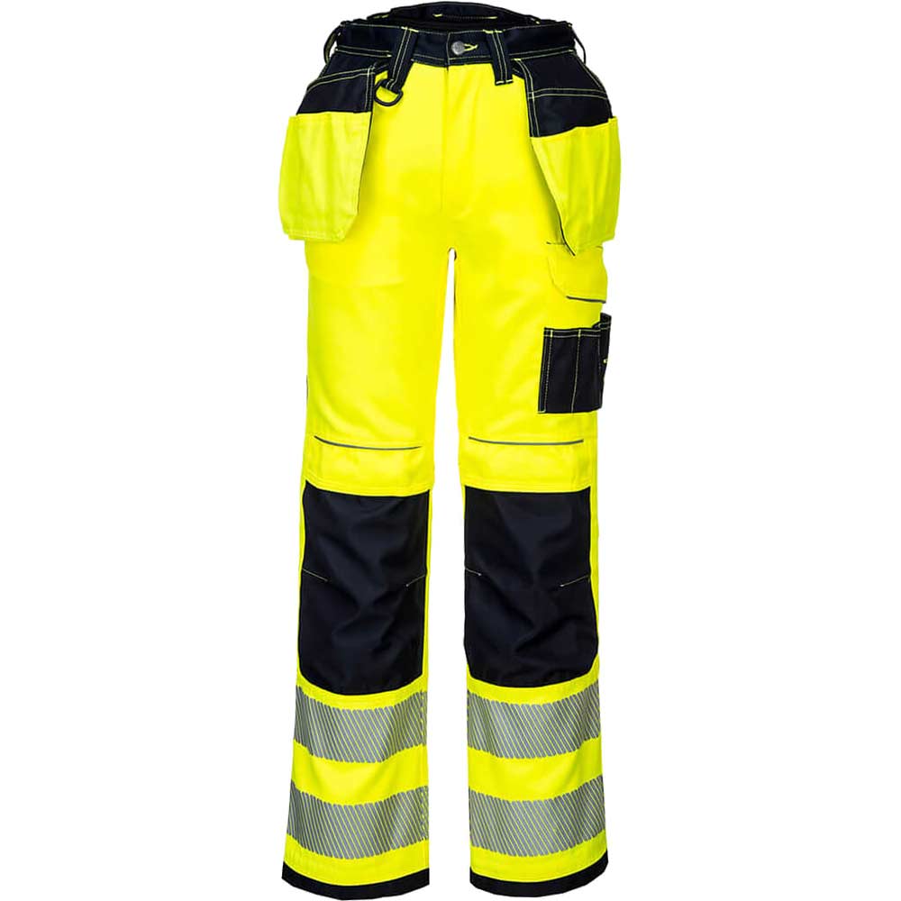 Image of Portwest PW3 Hi Vis Stretch Holster Trousers Yellow / Black 46" 31"