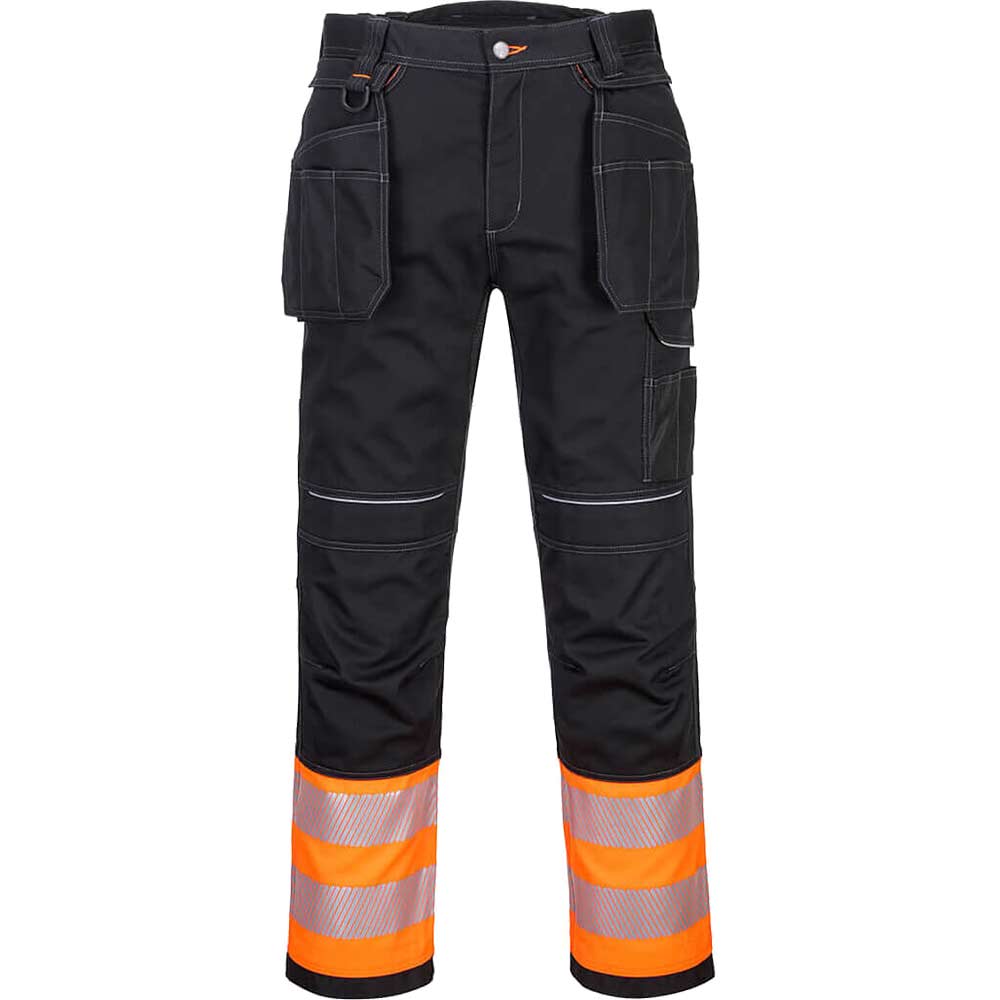 Portwest PW30 Hi Vis Class 1 Holster Trousers Orange / Black 41" 31