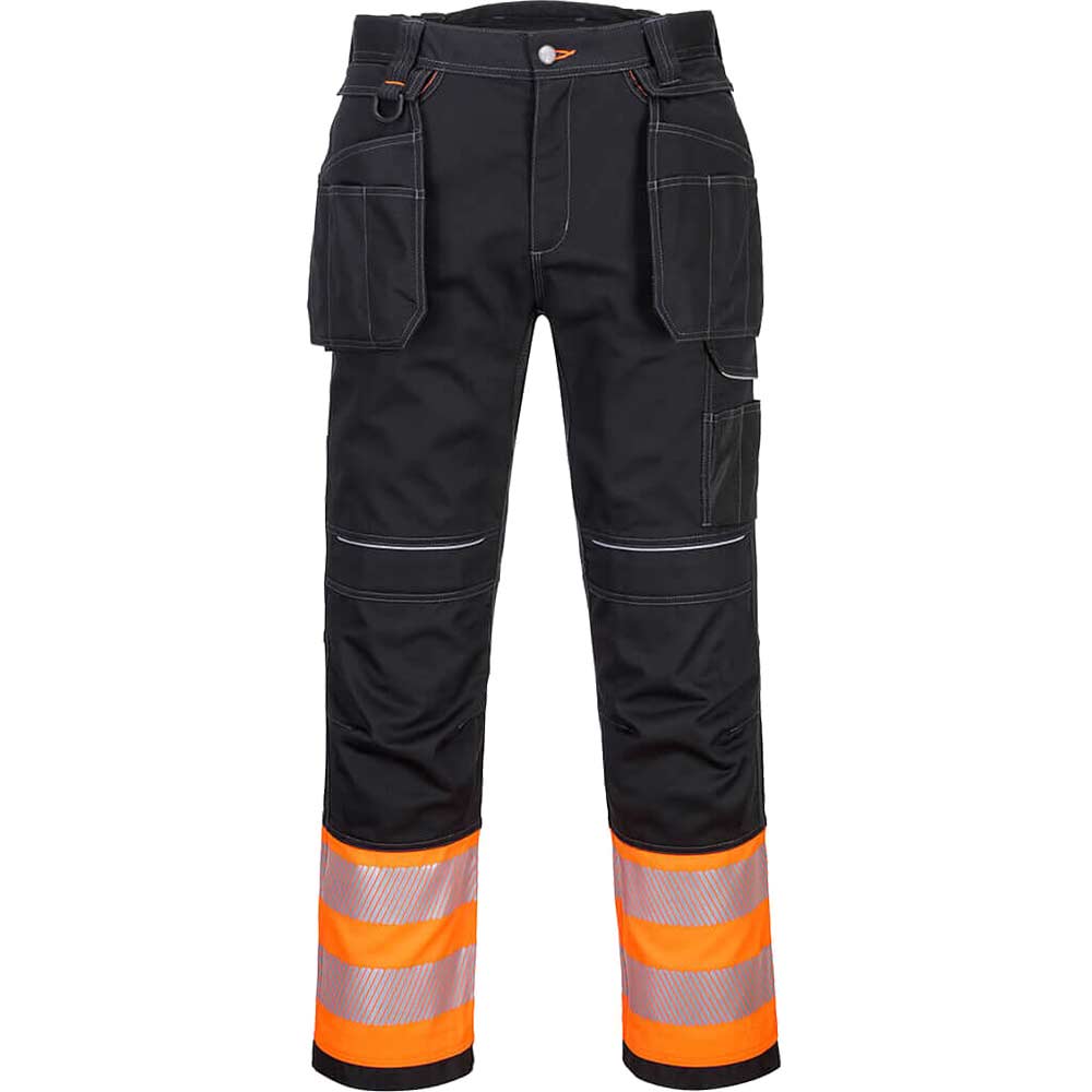 Image of Portwest PW30 Hi Vis Class 1 Holster Trousers Orange / Black 28" 31"