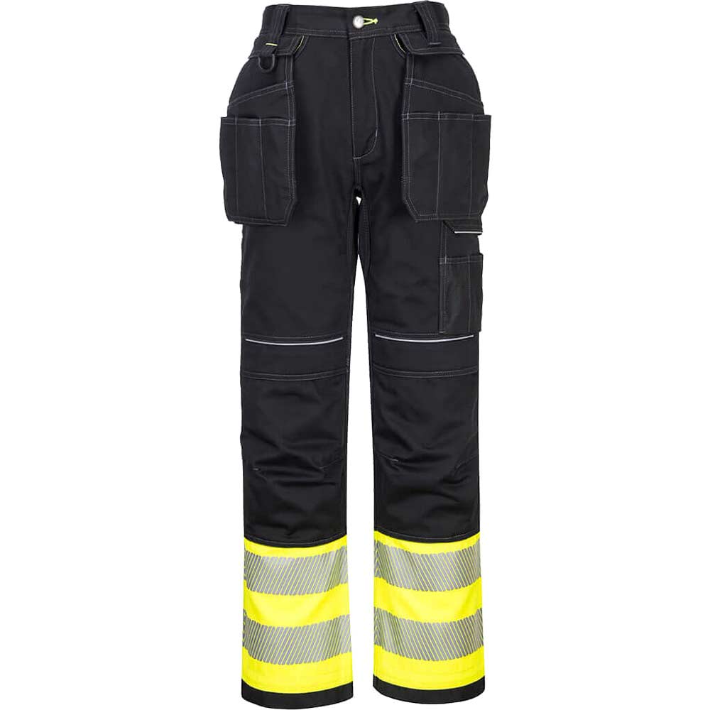 Image of Portwest PW30 Hi Vis Class 1 Holster Trousers Yellow / Black 40" 31"