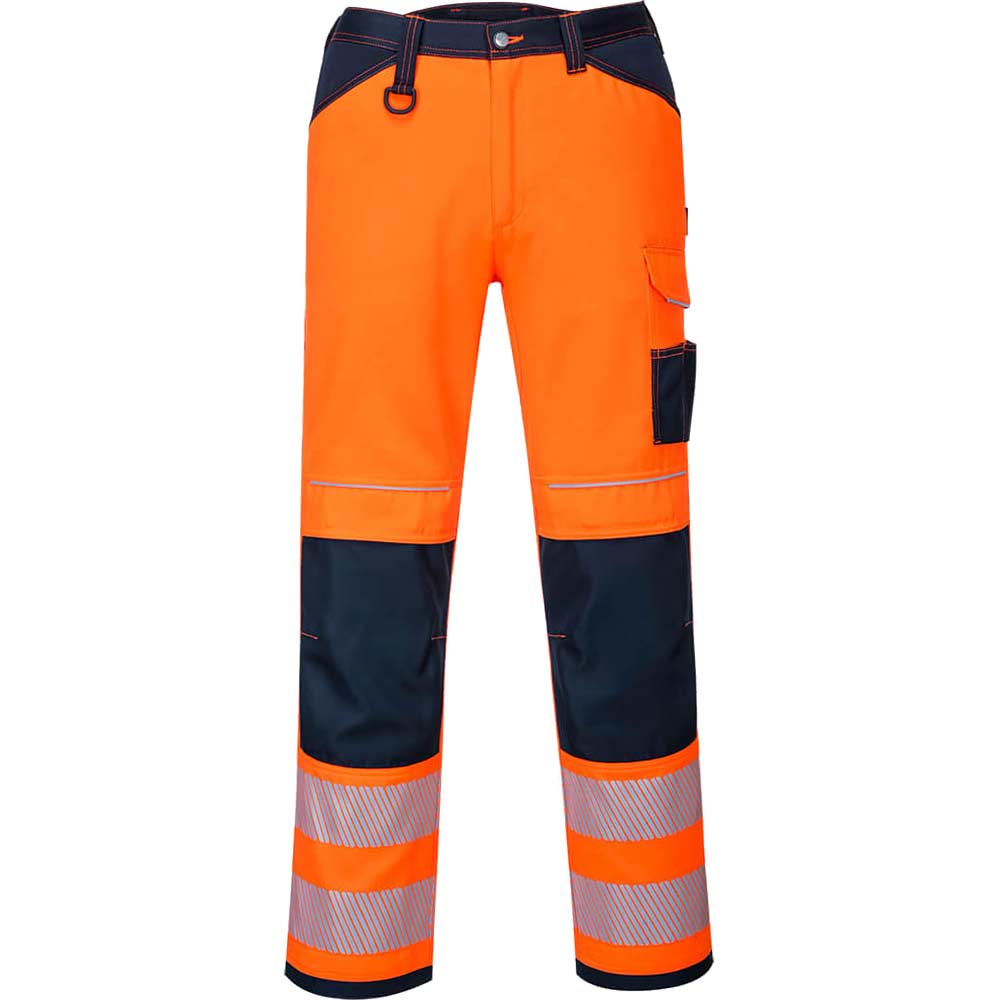 Portwest PW34 Hi Vis Work Trousers Orange / Navy 28" 29