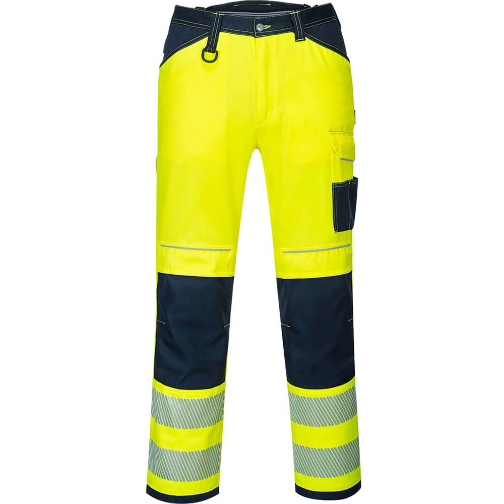 Portwest PW34 Hi Vis Work Trousers Yellow / Navy 33" 29