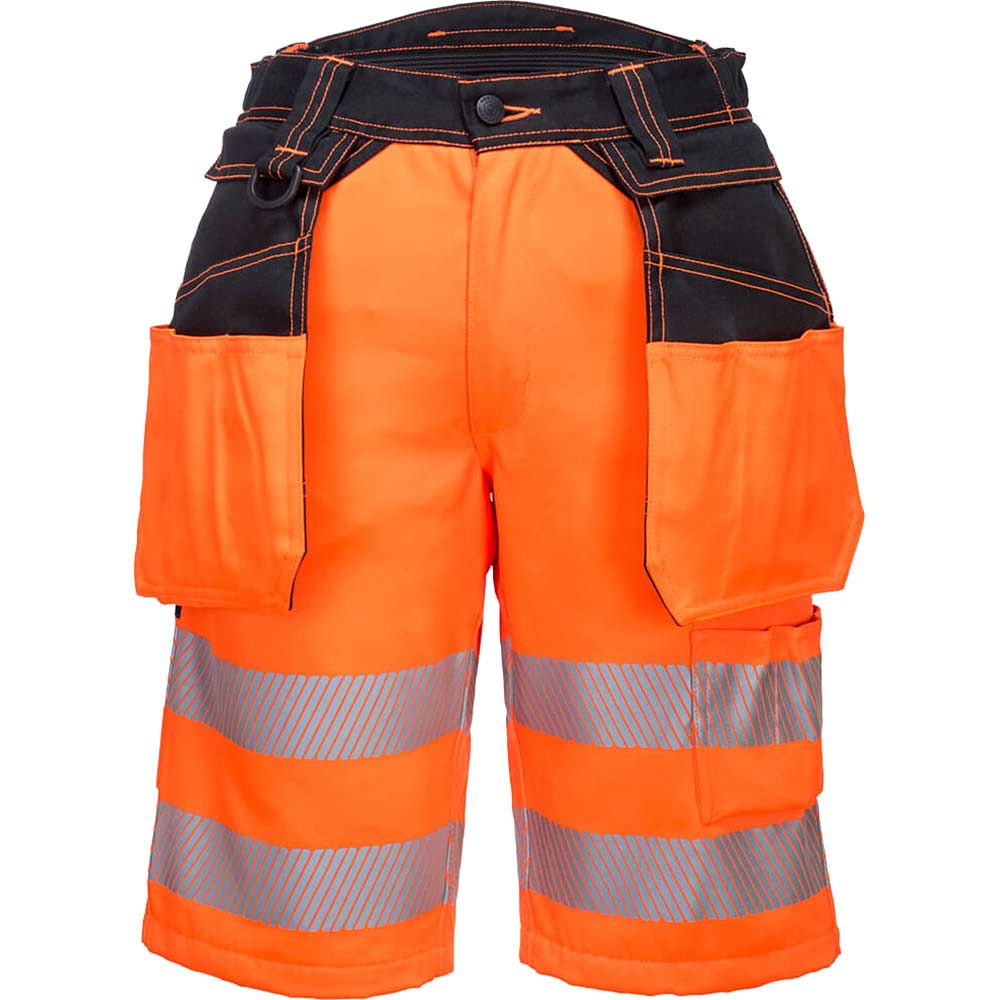 Portwest PW3 Hi Vis Holster Work Shorts Orange / Black 36
