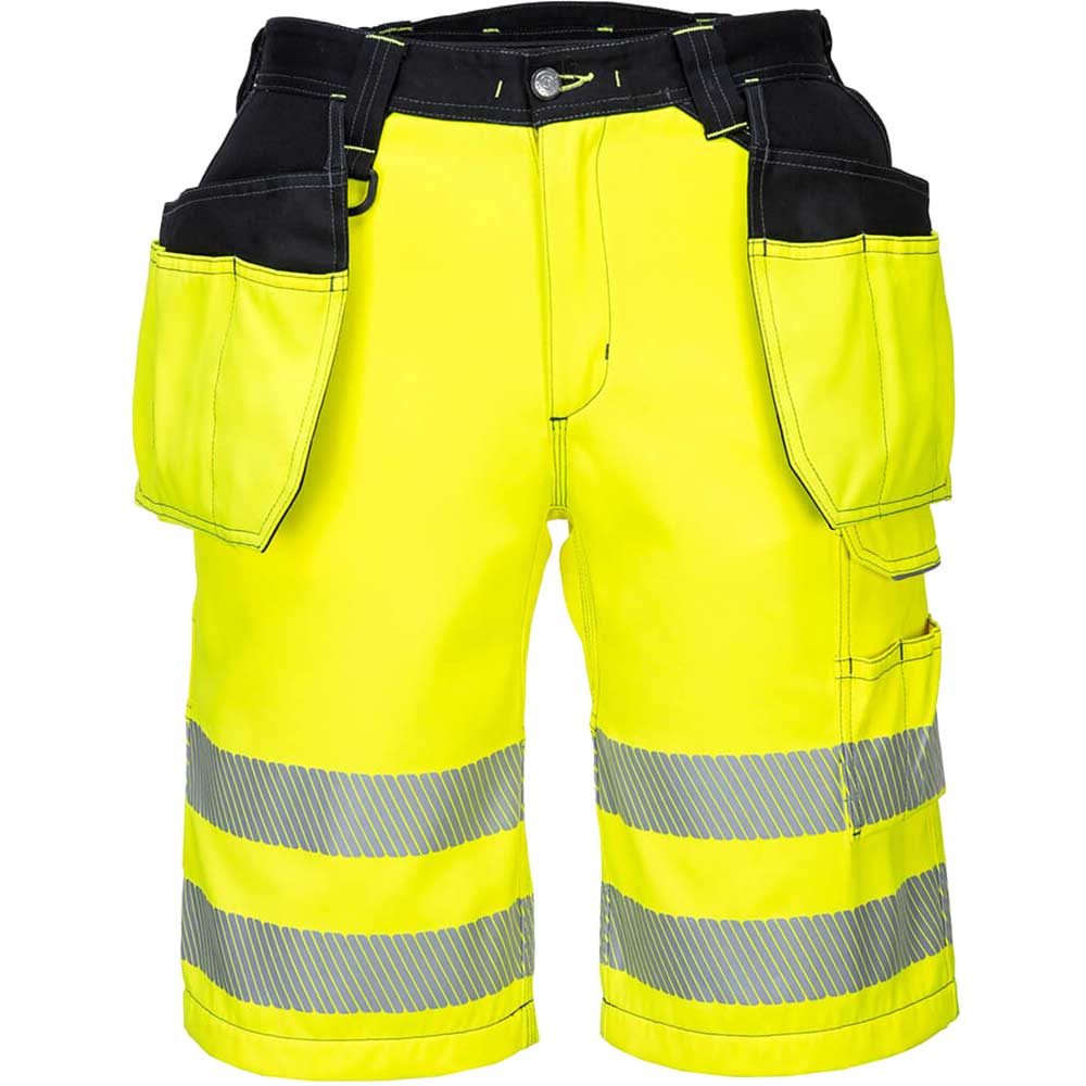 Portwest PW3 Hi Vis Holster Work Shorts Yellow / Black 42
