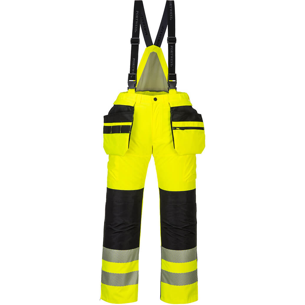 Image of Oxford Weave 300D Class 2 PW3 Hi Vis Winter Trousers Yellow / Black S 31"