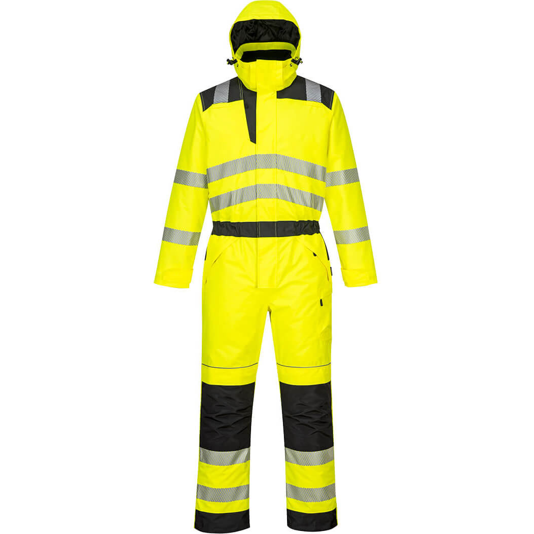 Image of Oxford Weave 300D Class 3 PW3 Hi Vis Winter Coverall Yellow / Black 2XL 31"
