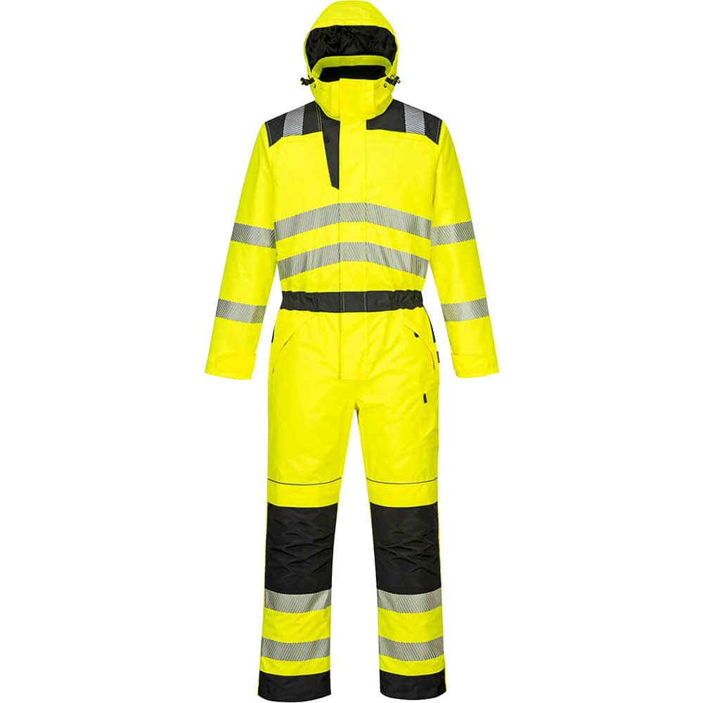 Image of Oxford Weave 300D Class 3 PW3 Hi Vis Winter Coverall Yellow / Black 2XL 31"