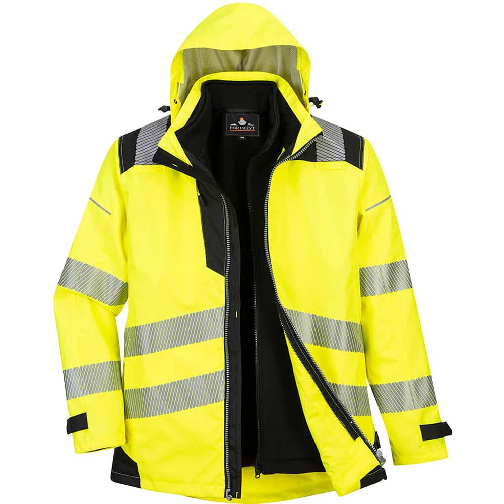 Oxford Weave 300D PW3 3 in 1 Class 3 Hi Vis Jacket Yellow / Black XL