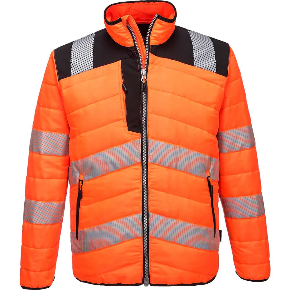 Portwest PW3 Mens Hi Vis Baffle Jacket Orange / Black XL