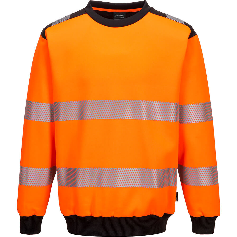 Image of Portwest PW3 Hi Vis Crew Neck Sweatshirt Orange / Black S
