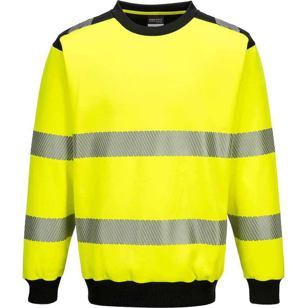 Portwest PW3 Hi Vis Crew Neck Sweatshirt Yellow / Black M