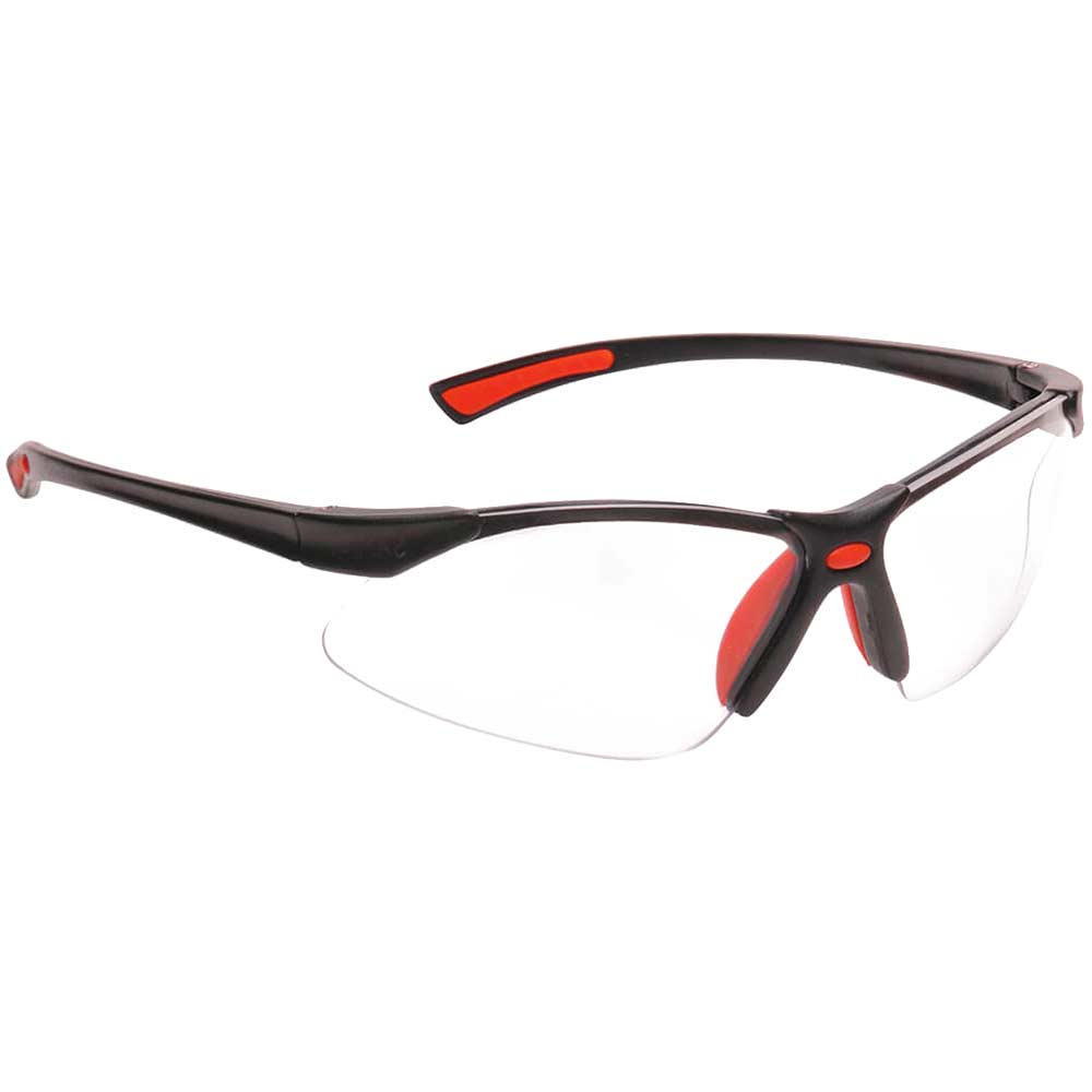 Portwest Bold Pro Safety Glasses Red Clear