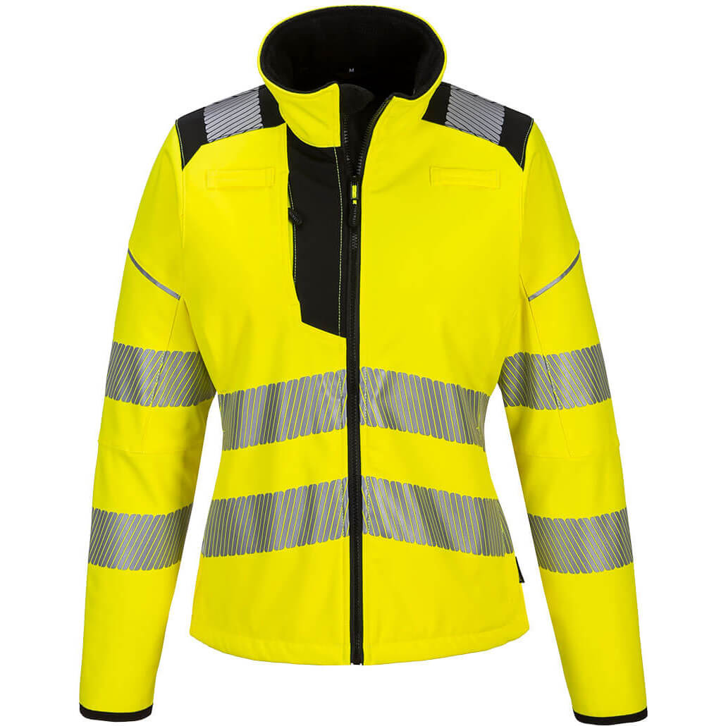 Image of Portwest PW3 Womens Hi Vis Softshell Jacket Yellow / Black 2XL
