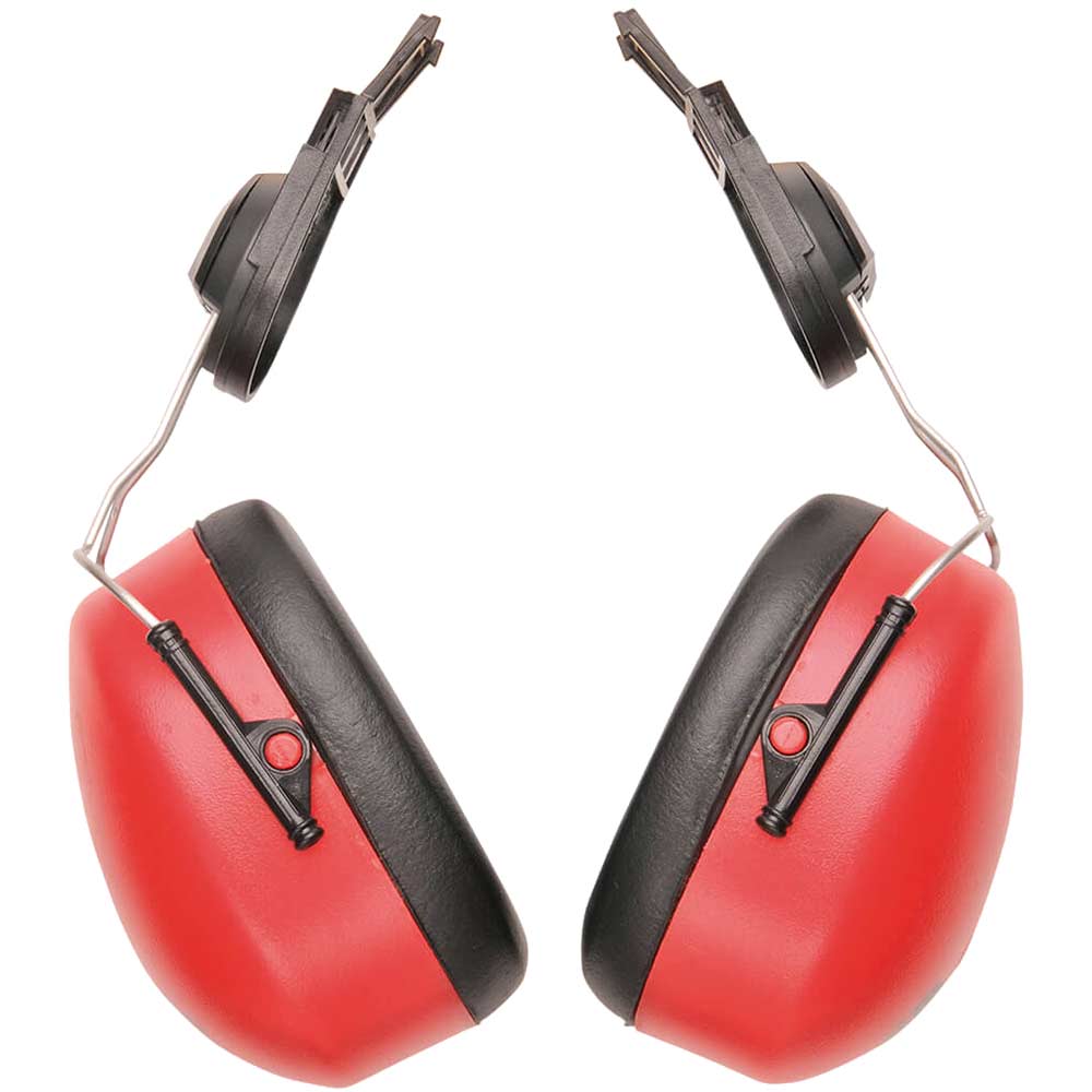 Portwest Clip On Ear Defenders for Endurance Helmets Red