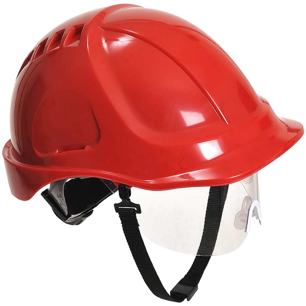 Portwest Endurance Plus Safety Helmet and Visor Red