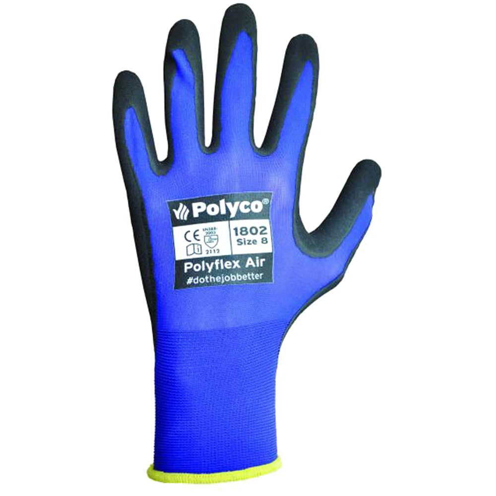 Image of Polyco Polyflex Ultra Lightweight Air Gloves Black / Blue L