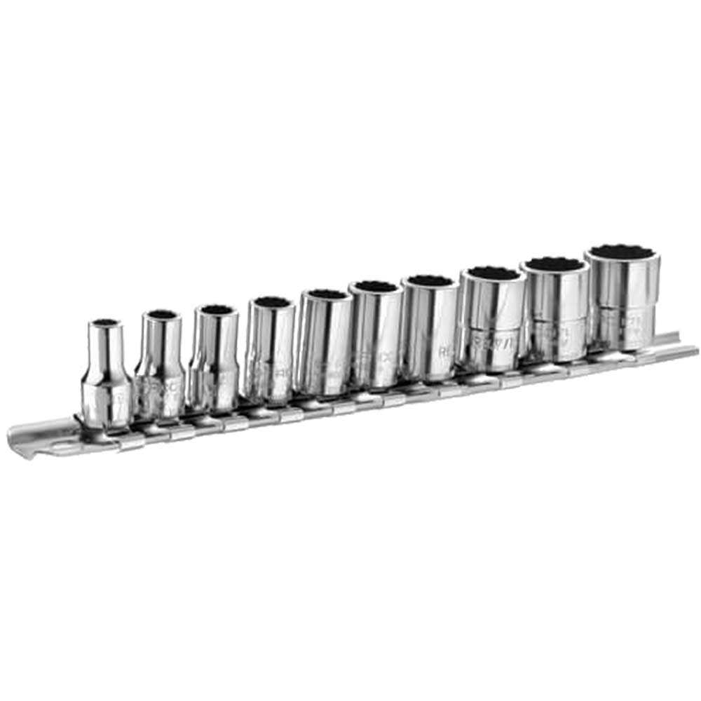 Facom RB.40AE 1/4" Drive 10 Piece 12 Point Socket Set On Rail 1/4