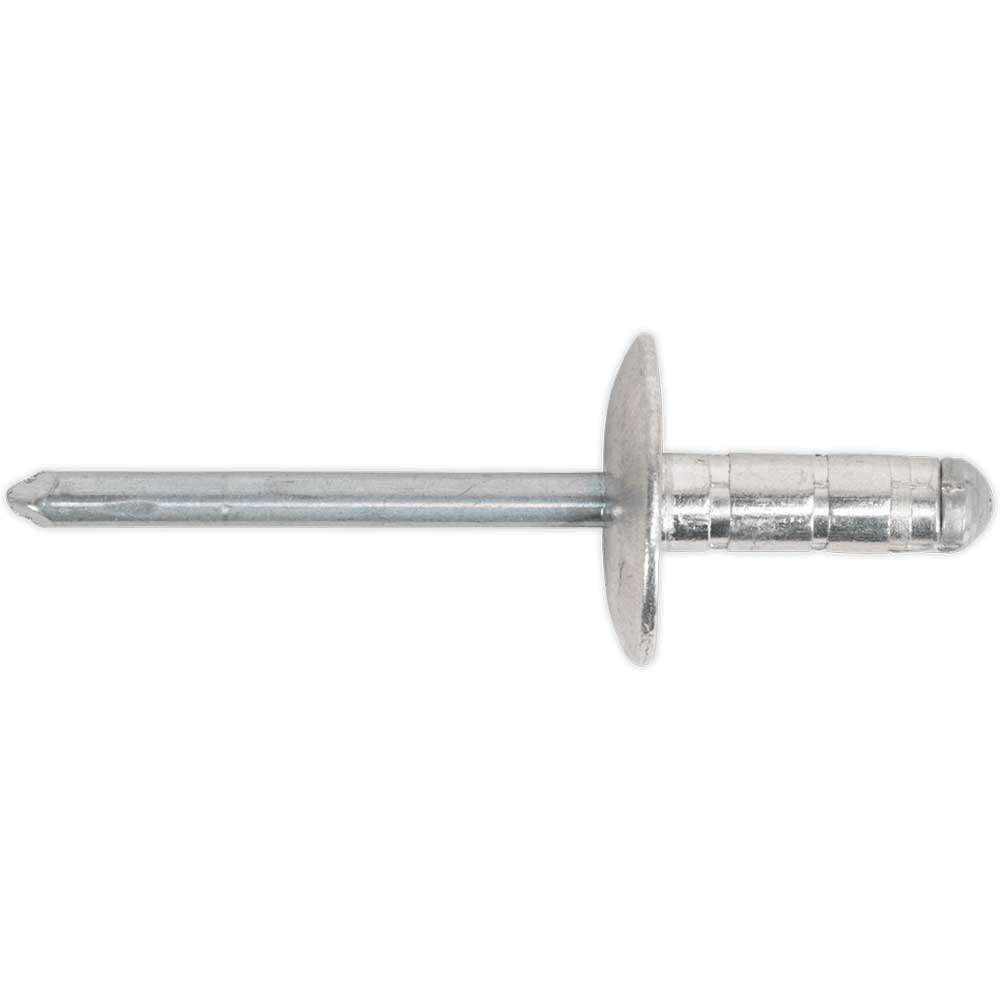 Sealey Large Flange Multi Grip Aluminium Rivets 4.8mm 27mm Pack of 100