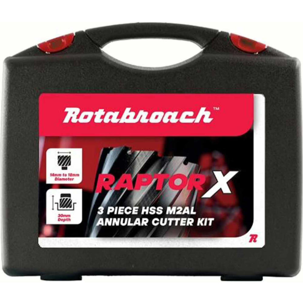 Rotabroach 3 Piece Raptor X Mag Drill Hole Cutter Set