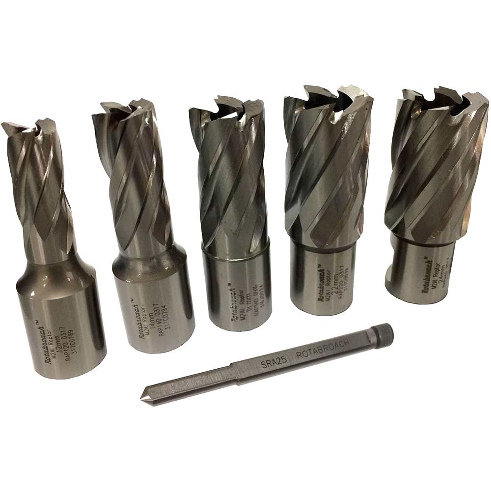 Kayfast J5SET 6-Piece Mag Drill Long Cutter Set – 14mm To 22mm In Case