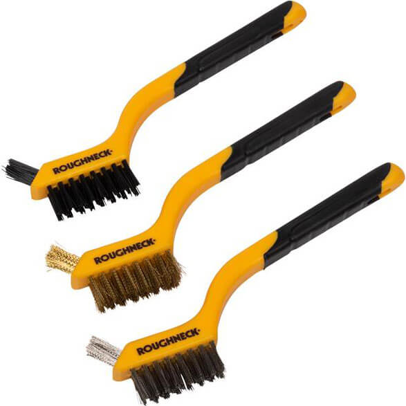 Image of Roughneck 3 Piece Soft Grip Mini Wire Hand Brush Set