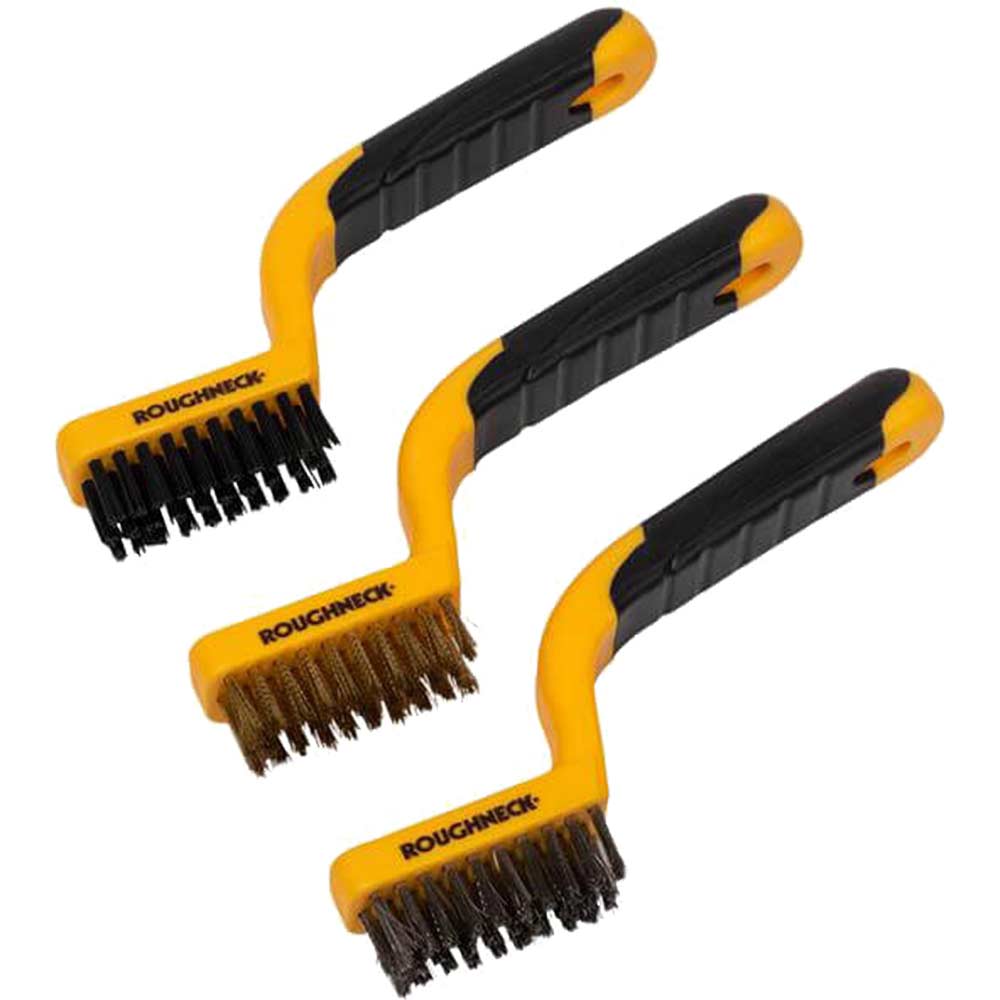 Image of Roughneck 3 Piece Soft Grip Narrow Hand Brush Set