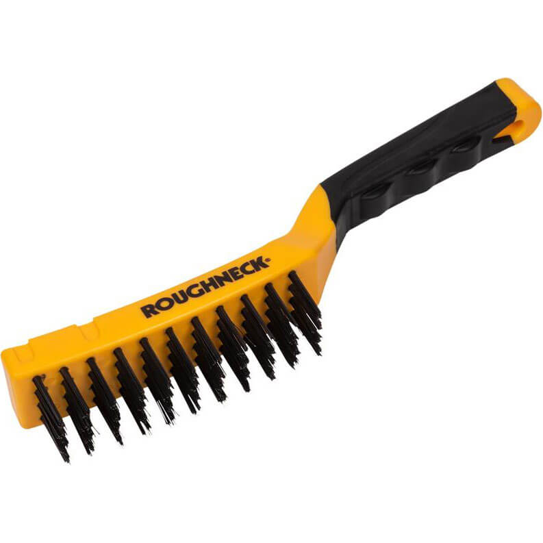 Image of Roughneck Carbon Steel Soft Grip Wire Brush 4 Rows