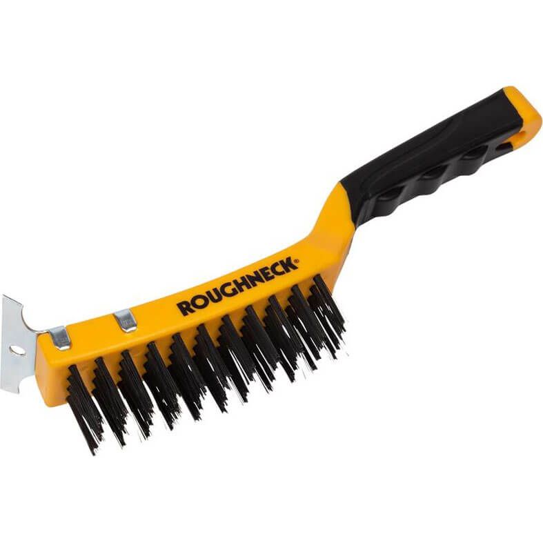 Image of Roughneck Carbon Steel Wire Brush with Integrated Scraper 4 Rows