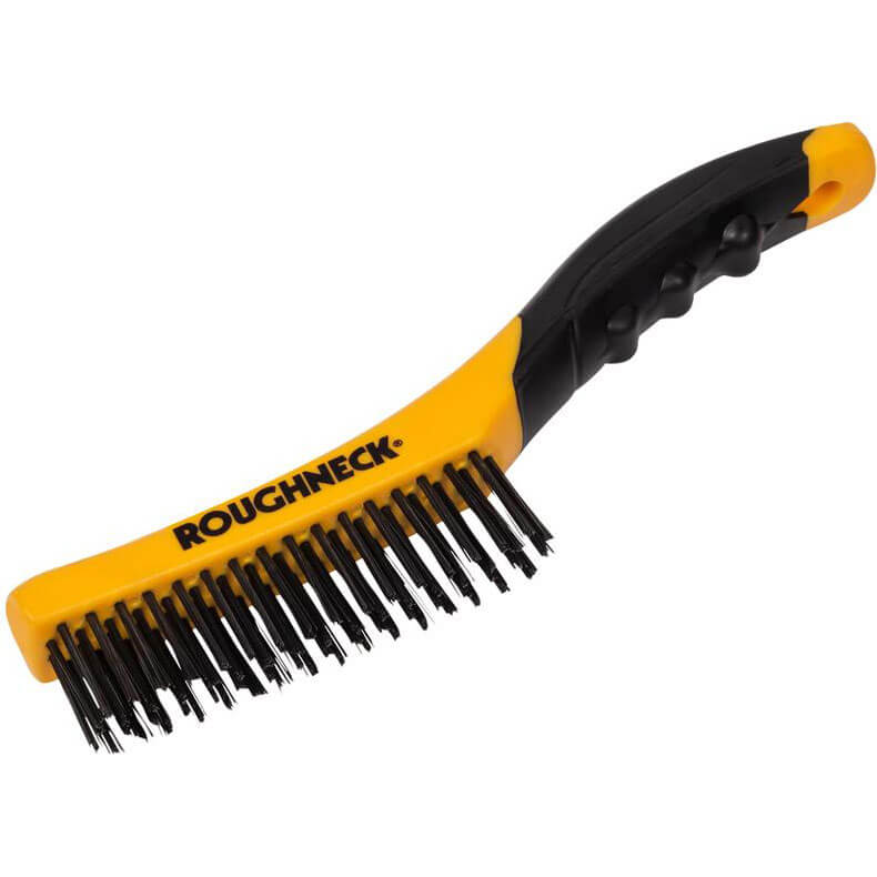 Image of Roughneck Shoe Handle Soft Grip Wire Brush 4 Rows