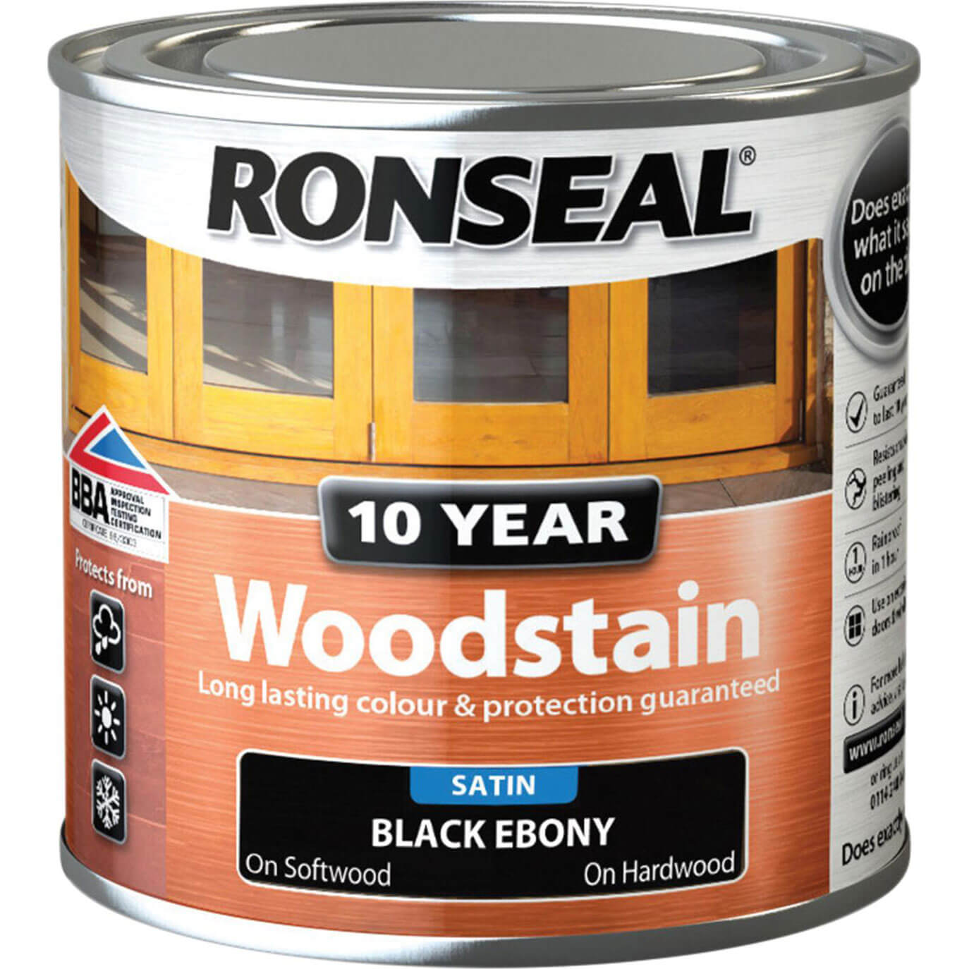 Image of Ronseal 10 Year Wood Stain Ebony 250ml