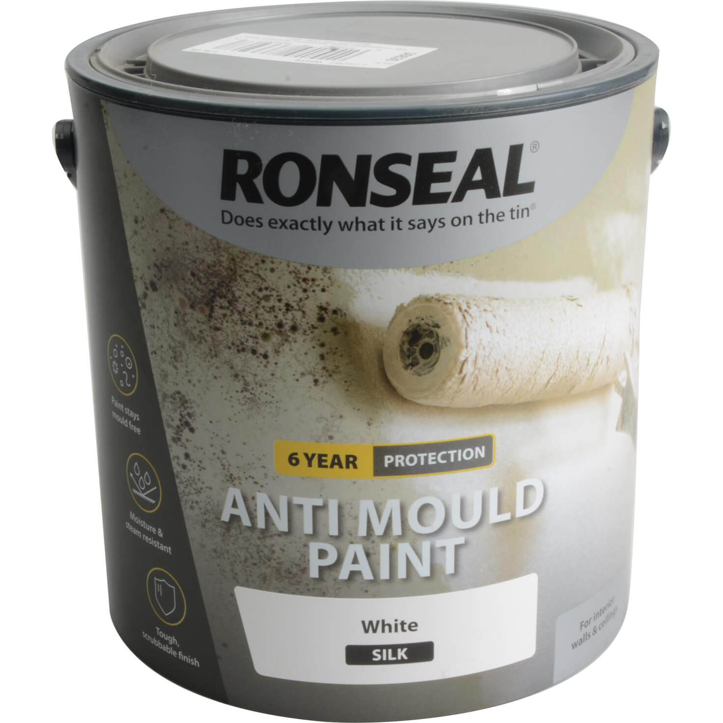 Image of Ronseal Anti Mould Paint White Silk 2.5l