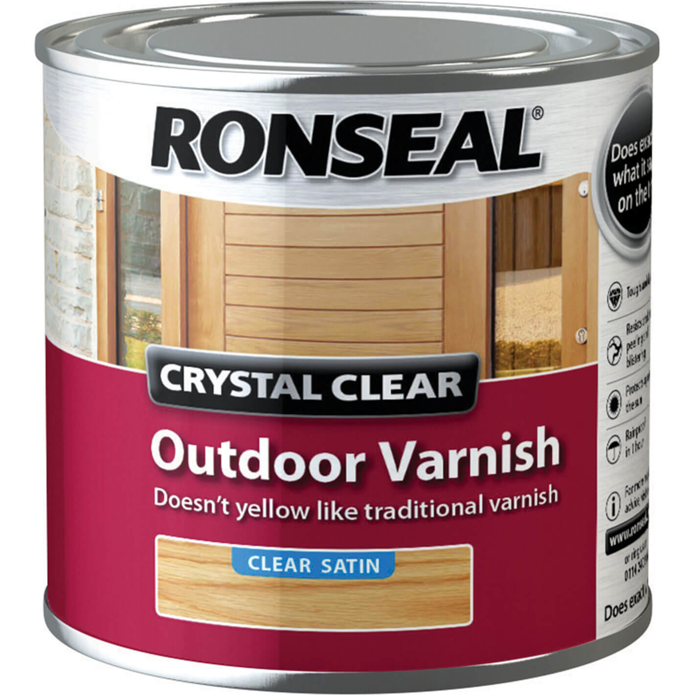 Image of Ronseal Crystal Clear Outdoor Varnish Satin 250ml