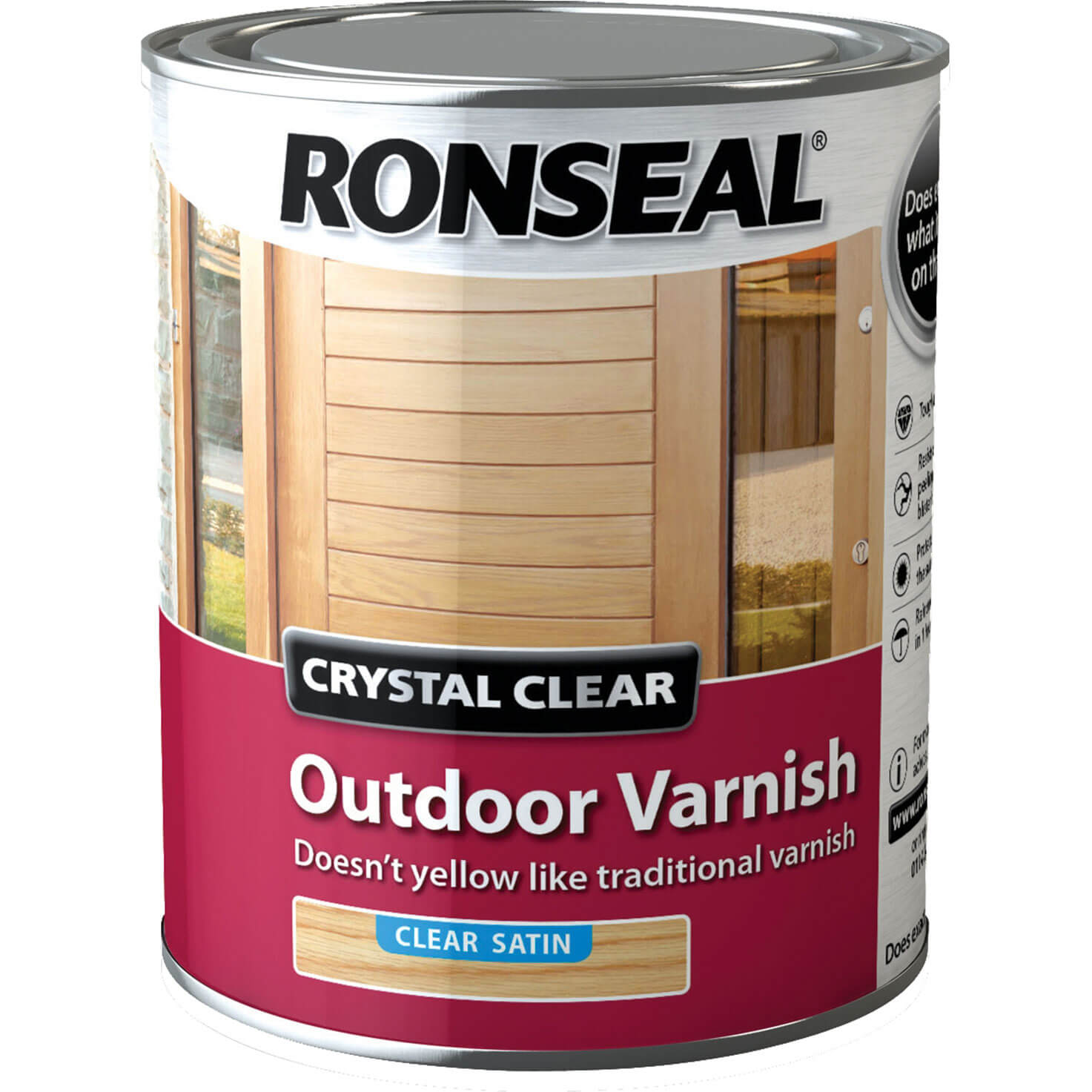 Image of Ronseal Crystal Clear Outdoor Varnish Satin 750ml