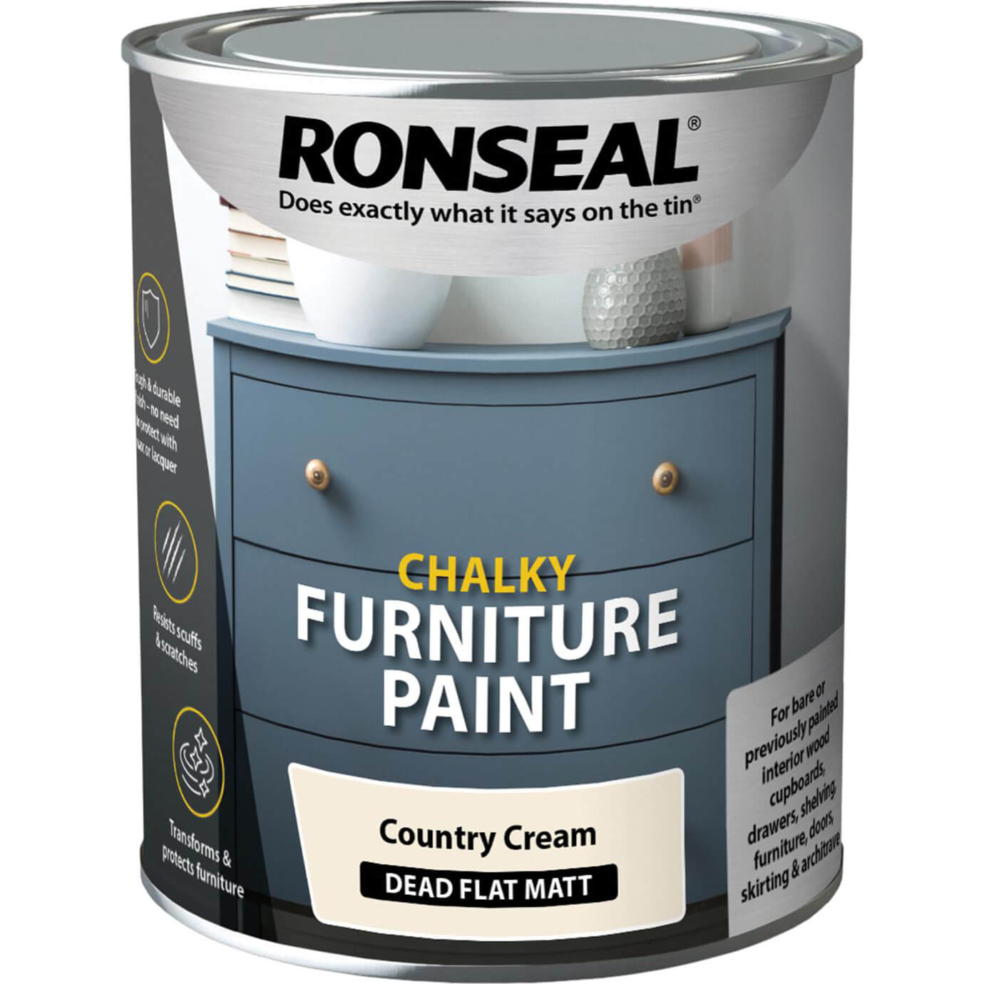 Image of Ronseal Chalky Furniture Paint Country Cotton 750ml