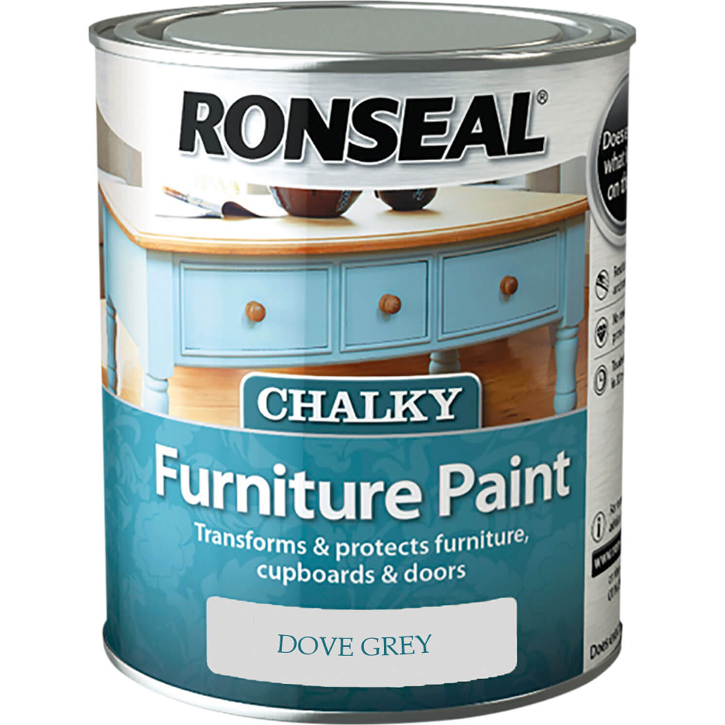 Image of Ronseal Chalky Furniture Paint Dove Grey 750ml