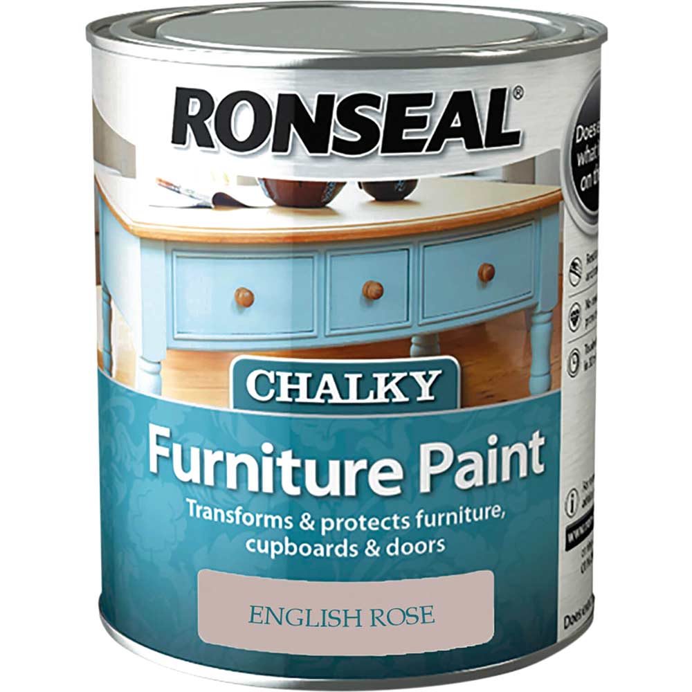 Image of Ronseal Chalky Furniture Paint English Rose 750ml