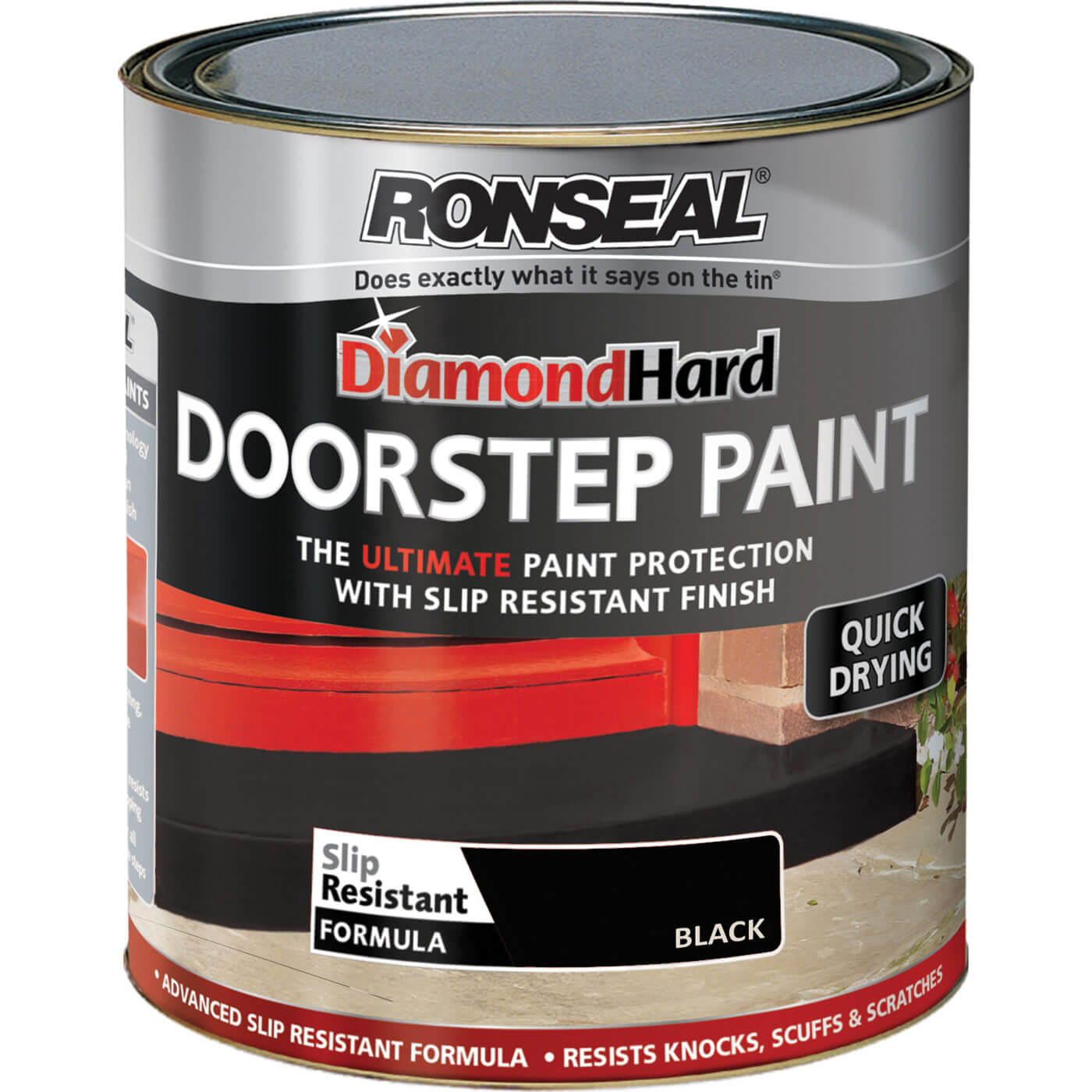 Image of Ronseal Diamond Hard Door Step Paint Black 250ml