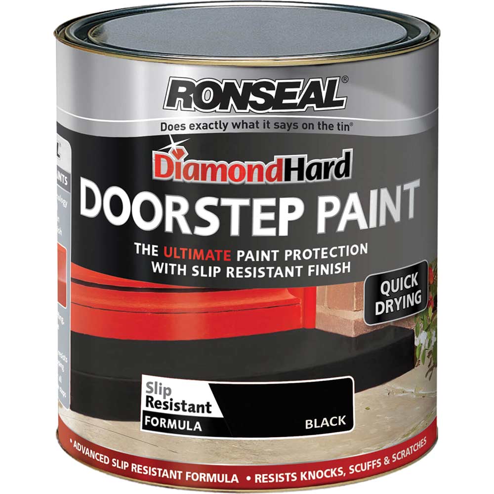 Image of Ronseal Diamond Hard Door Step Paint Black 250ml