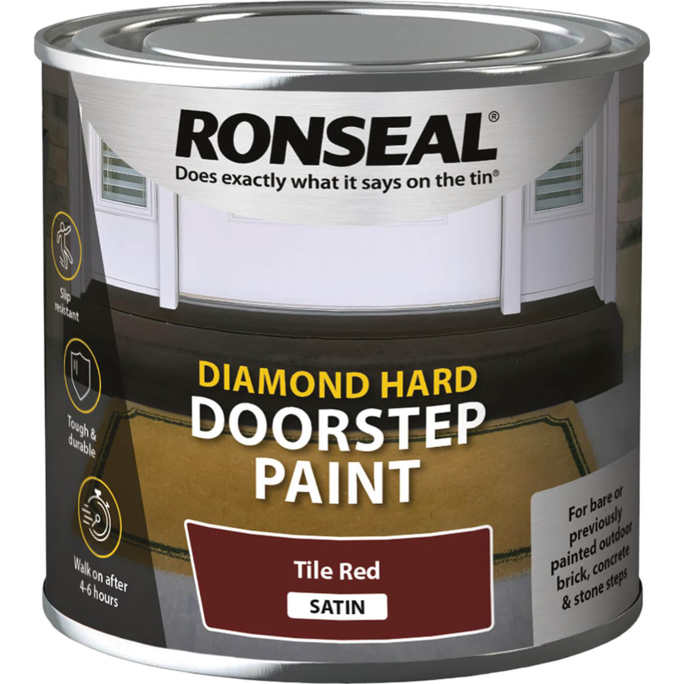 Image of Ronseal Diamond Hard Door Step Paint Tile Red 250ml
