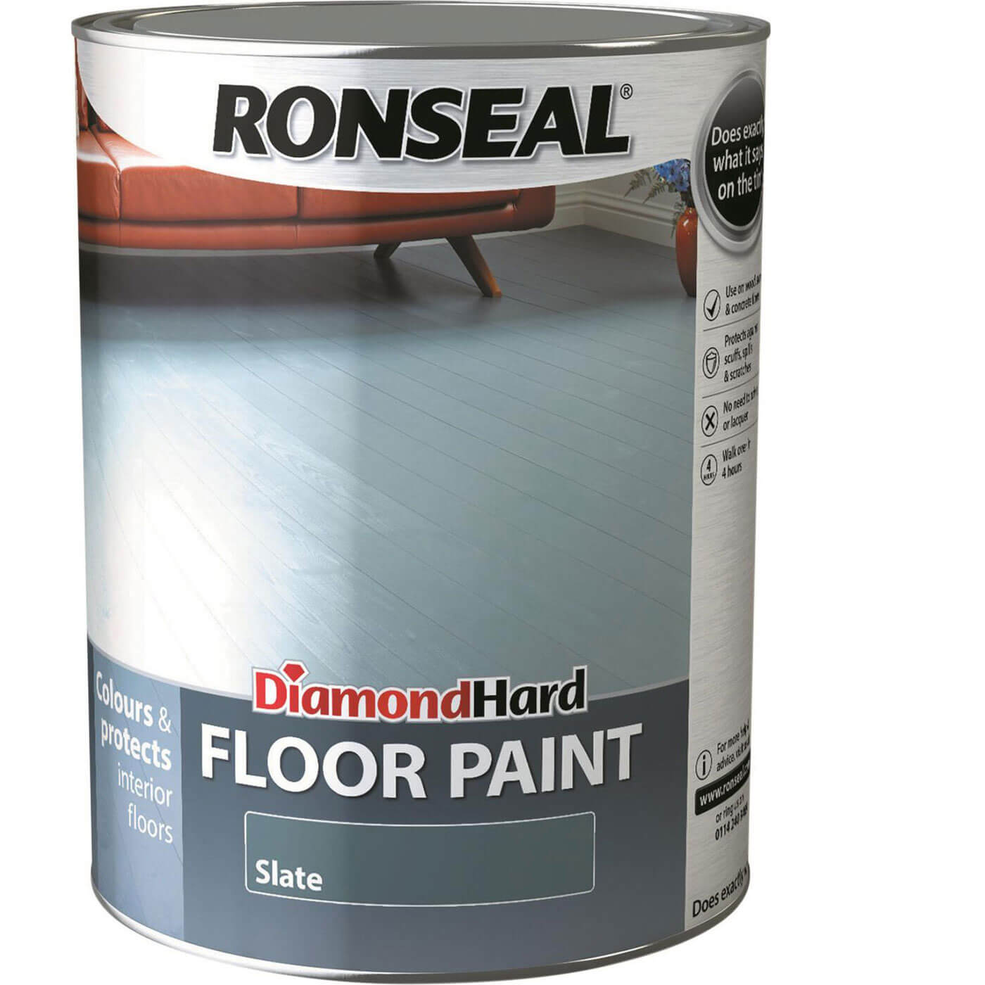 Image of Ronseal Diamond Hard Floor Paint Slate 5l
