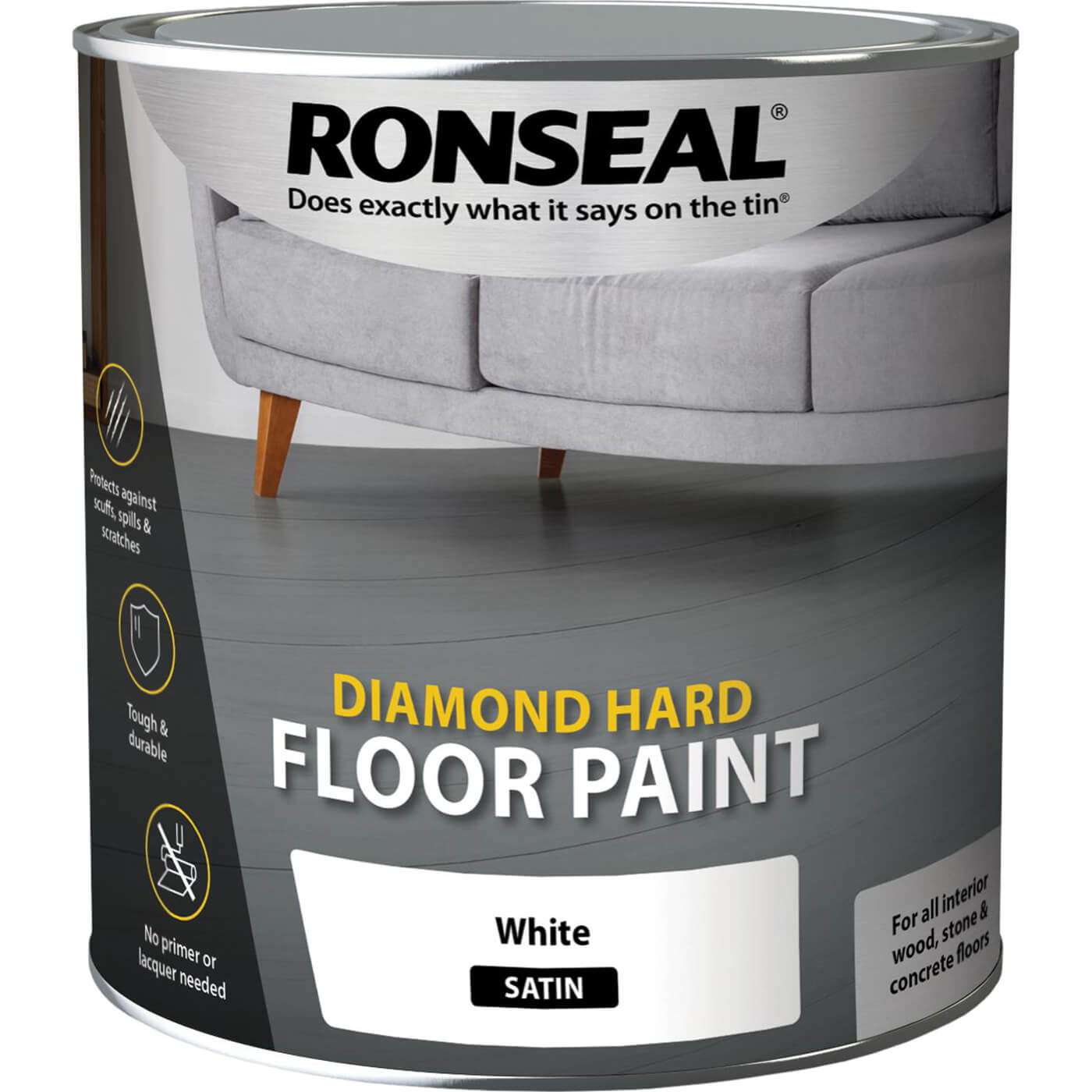 Image of Ronseal Diamond Hard Floor Paint White 2.5l