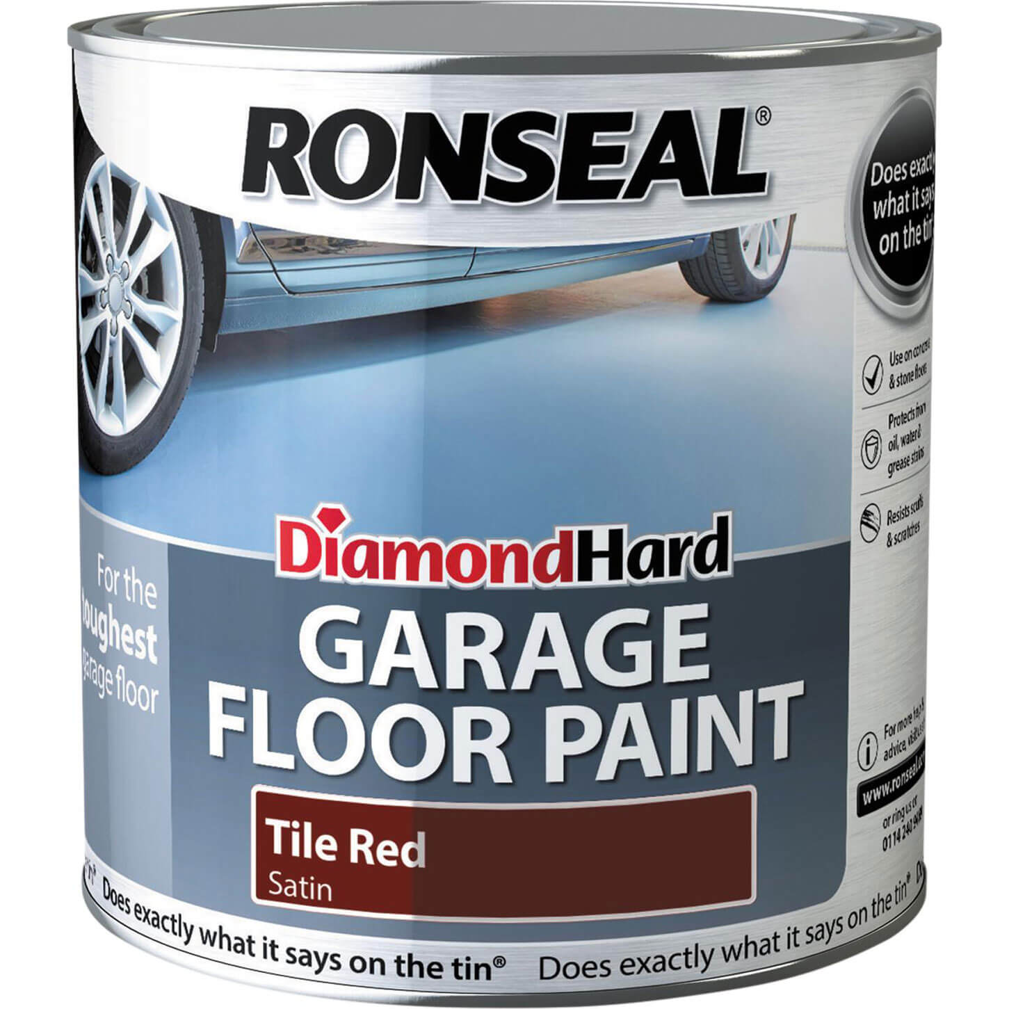 Ronseal Diamond Hard Garage Floor Paint Tile Red 2.5l