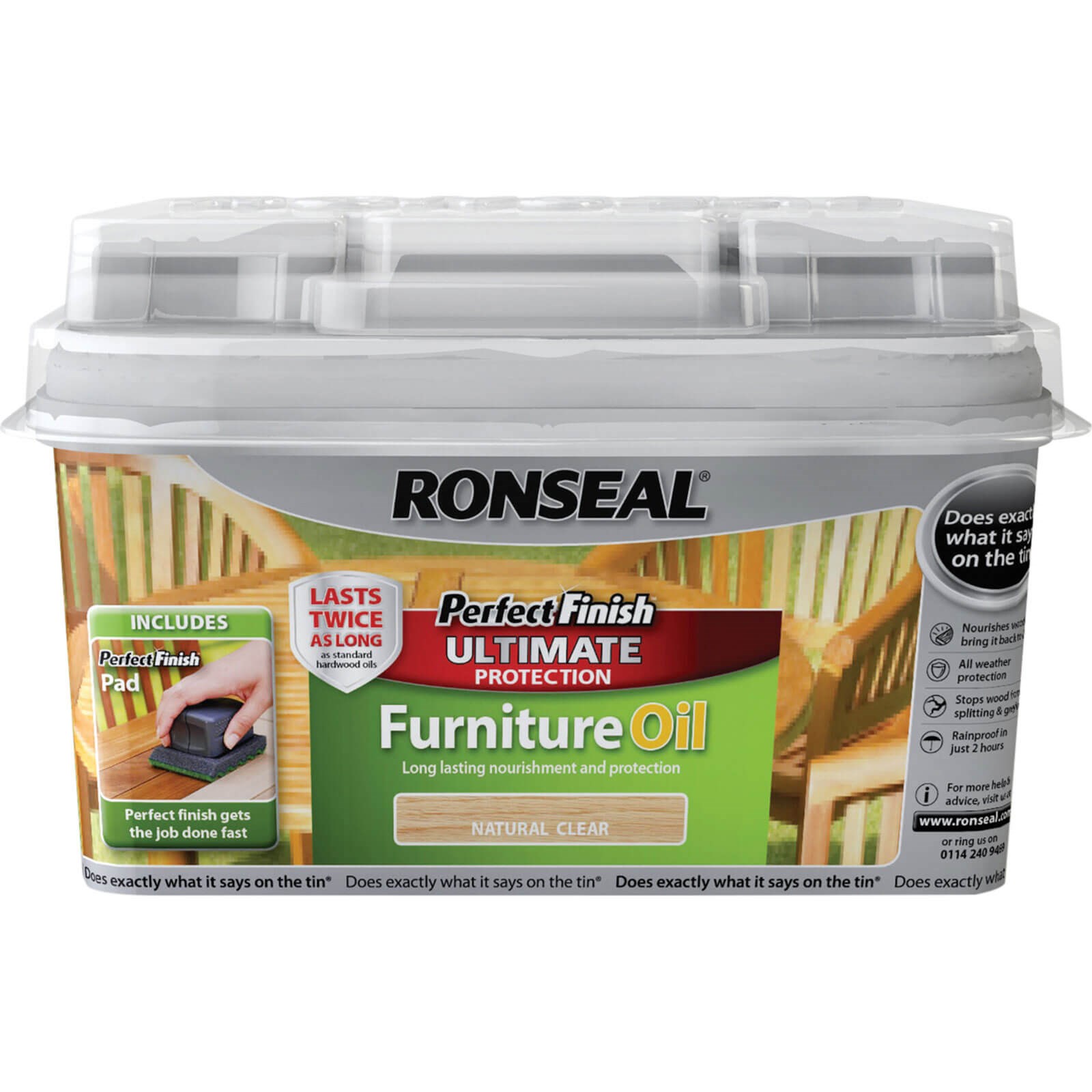 Ronseal Perfect Finish Hardwood Garden, Ronseal Perfect Finish Hardwood Garden Furniture Oil Teak 750ml