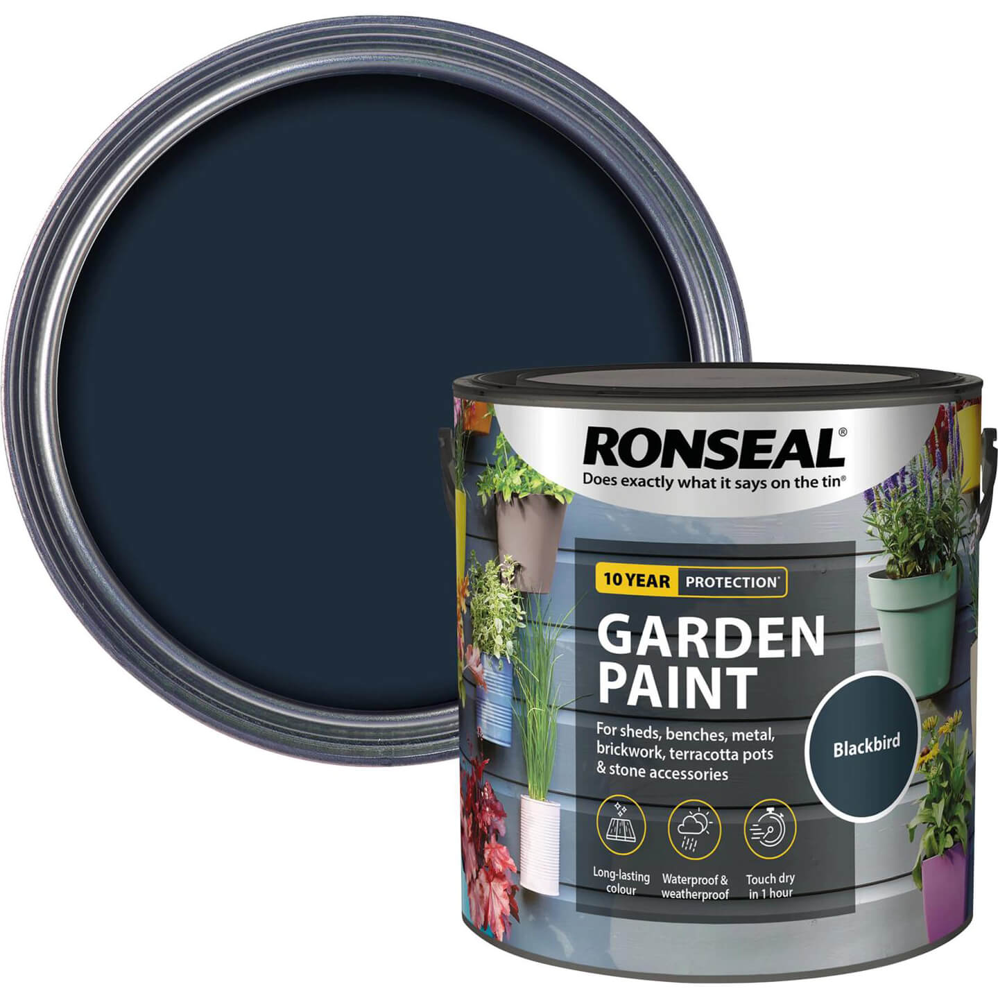 Image of Ronseal General Purpose Garden Paint Blackbird 2.5l