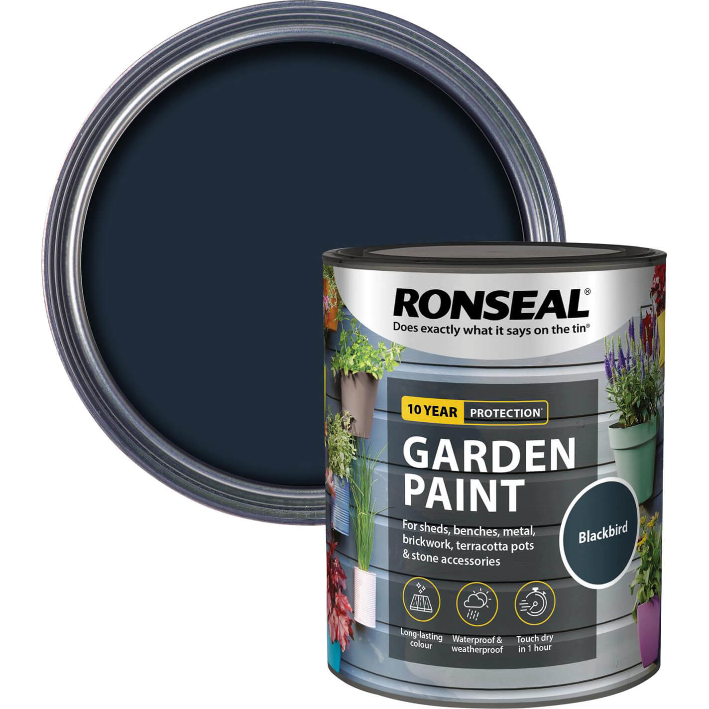 Image of Ronseal General Purpose Garden Paint Blackbird 750ml