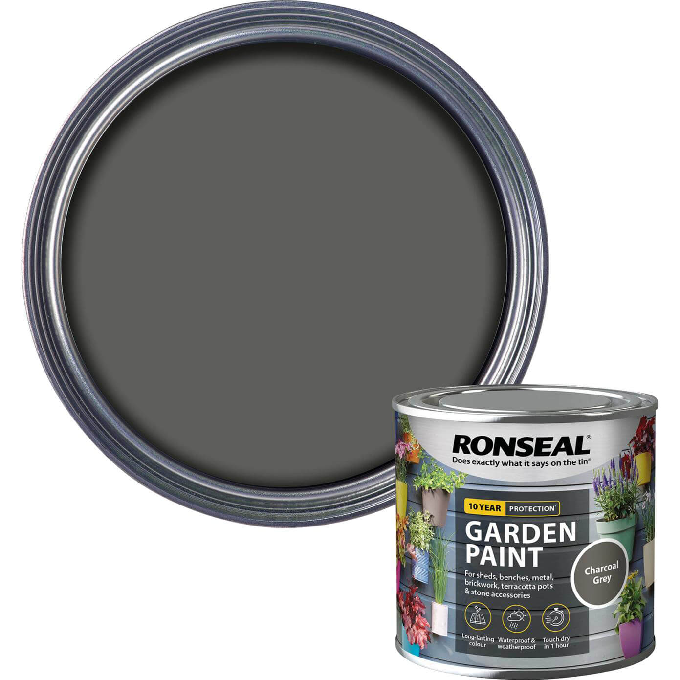 Image of Ronseal General Purpose Garden Paint Charcoal 250ml