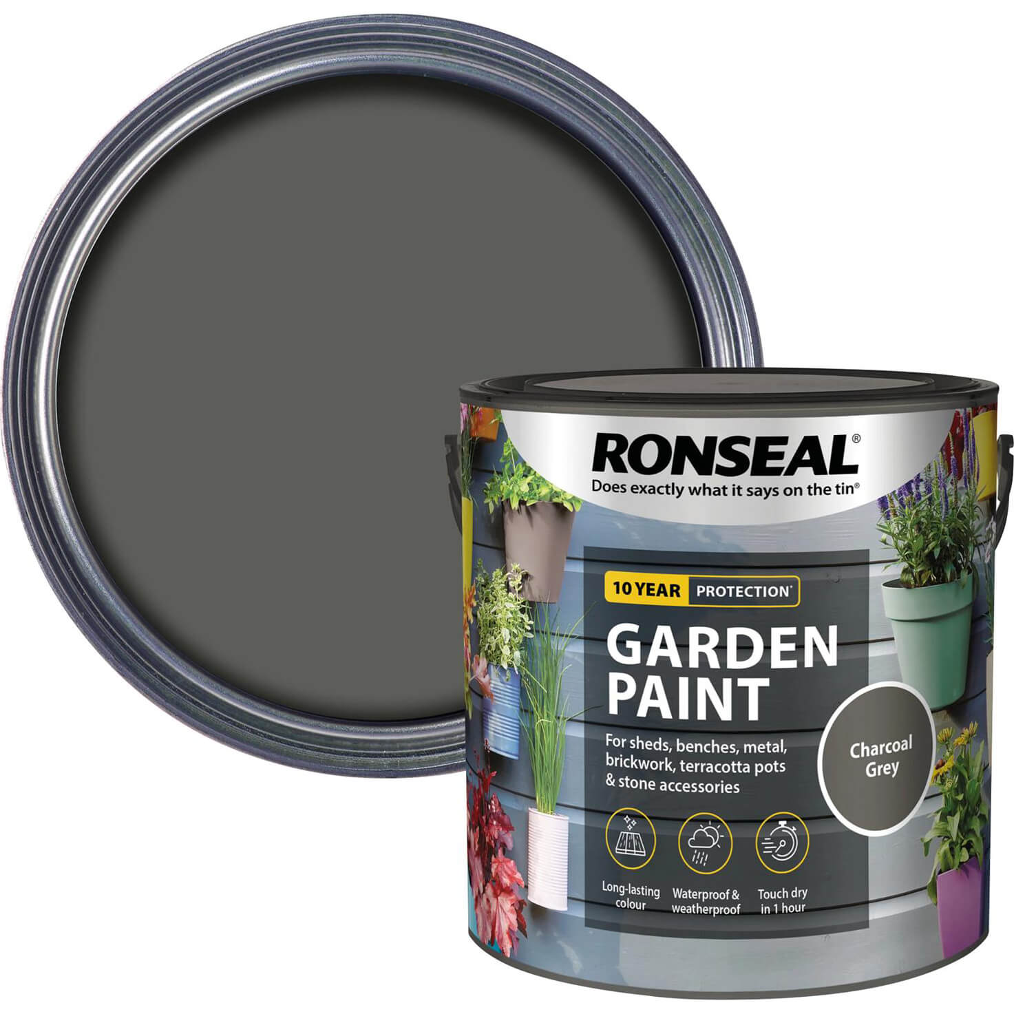 Image of Ronseal General Purpose Garden Paint Charcoal 2.5l