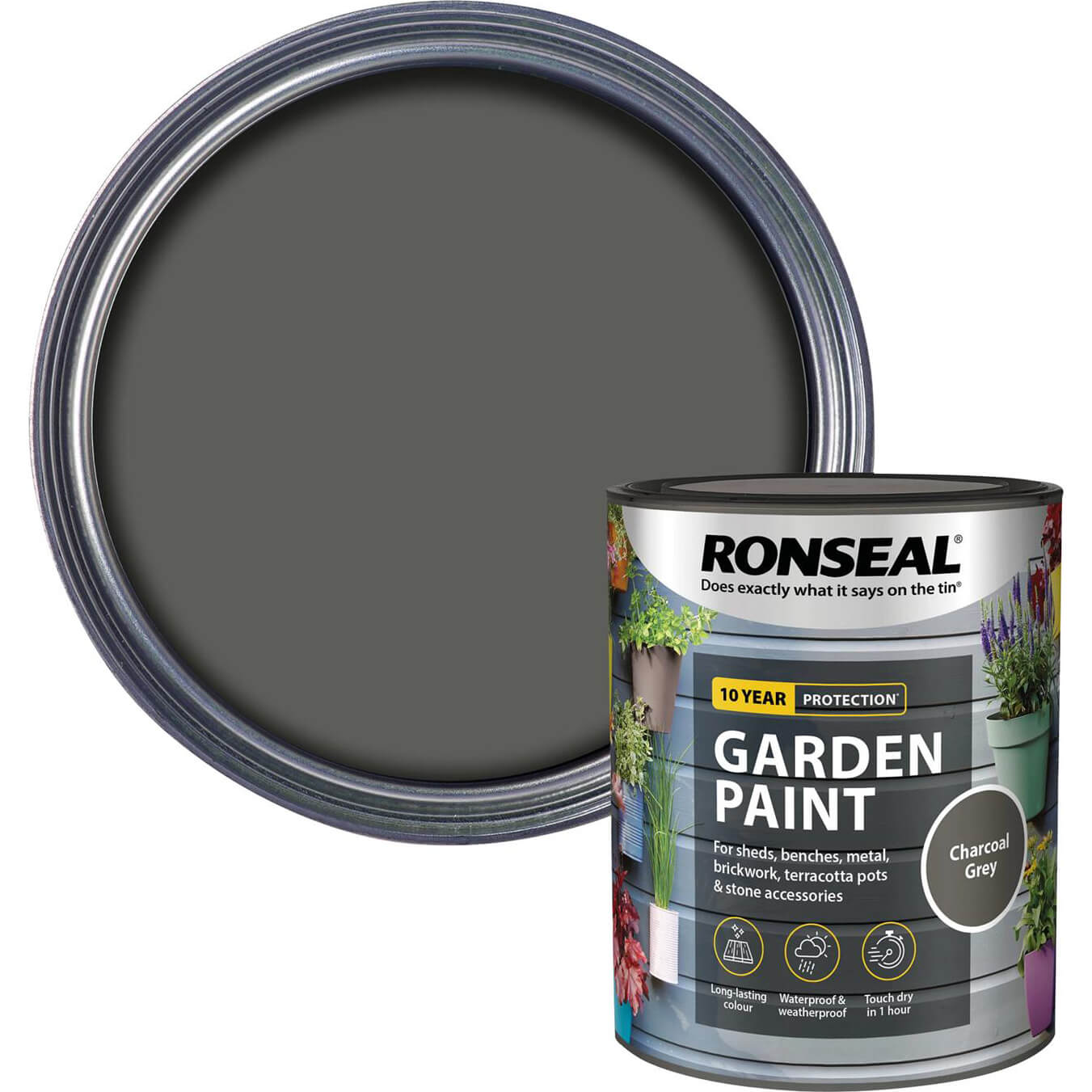 Image of Ronseal General Purpose Garden Paint Charcoal 750ml