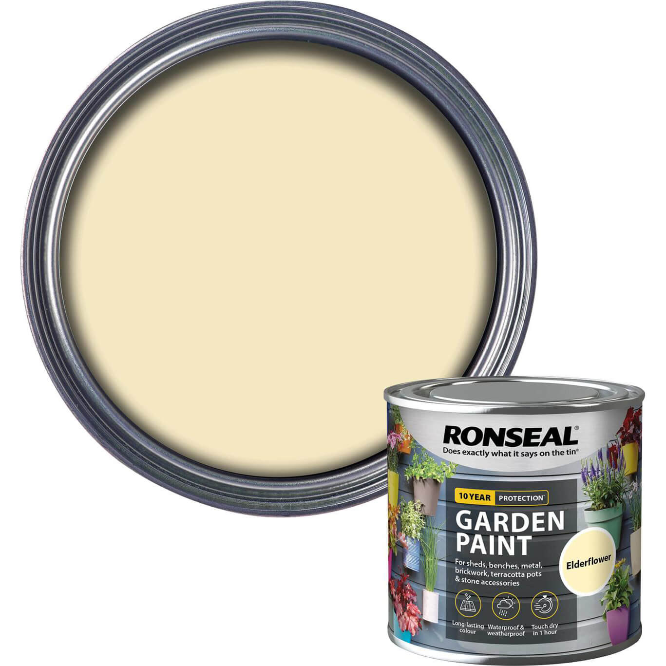 Image of Ronseal General Purpose Garden Paint Elderflower 250ml