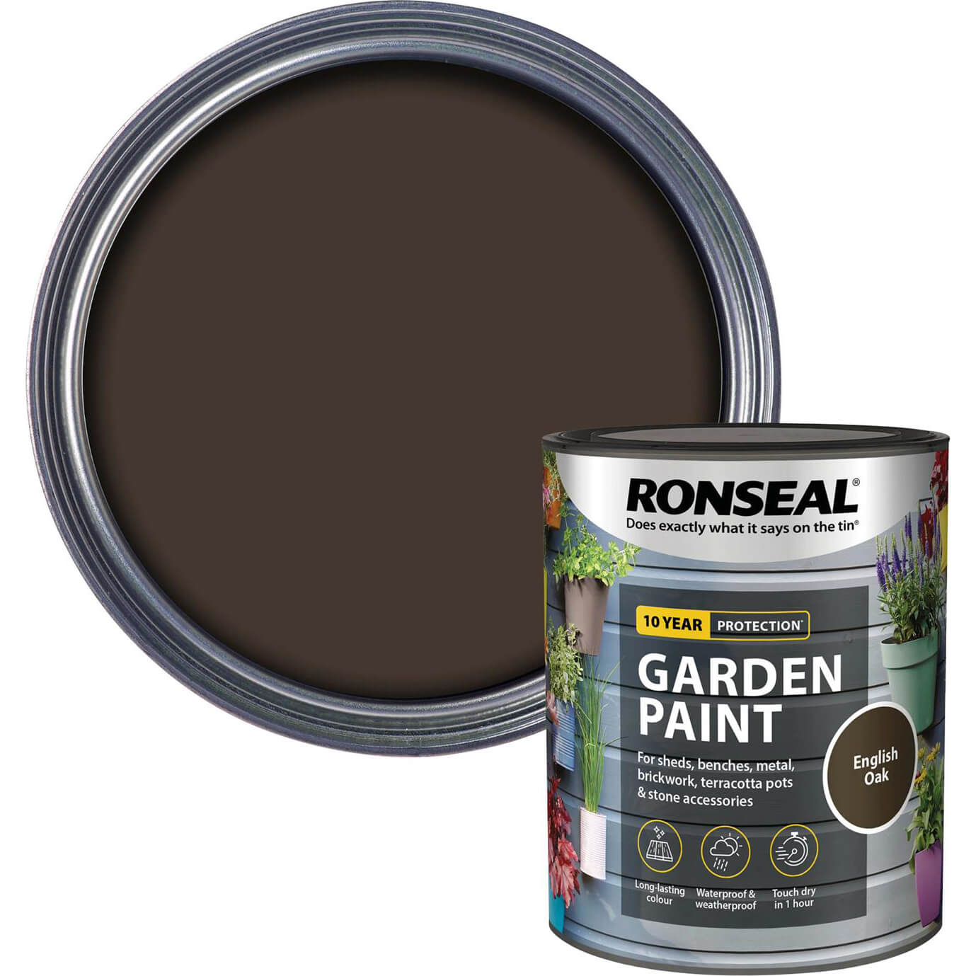 Image of Ronseal General Purpose Garden Paint English Oak 750ml